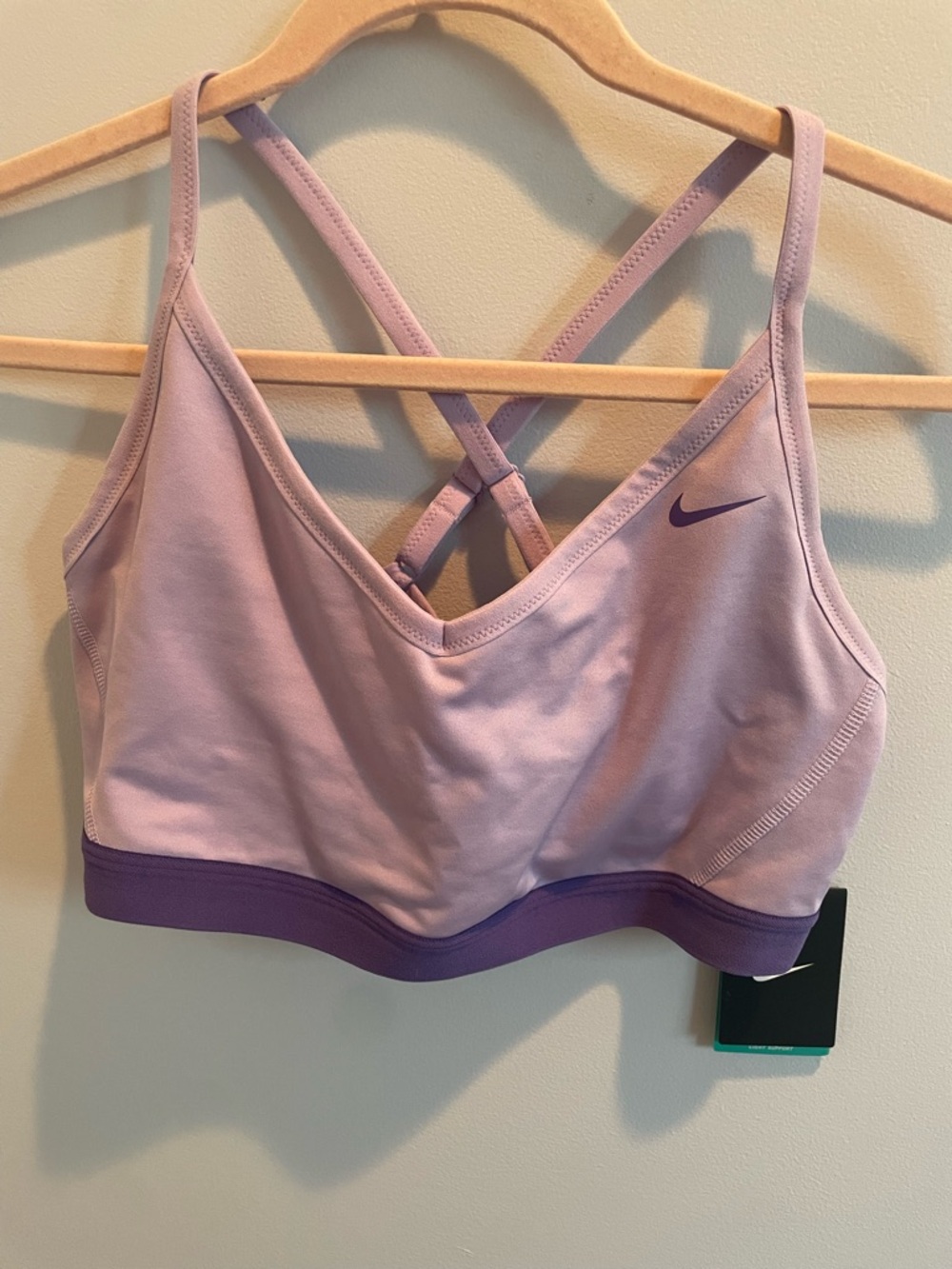 Nike Lavender Crisscross Strappy Sports Bra with Purple Band